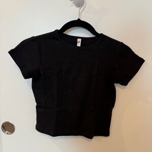 CouCou Intimates THE BABY TEE Crop | Black | Pointelle Size M